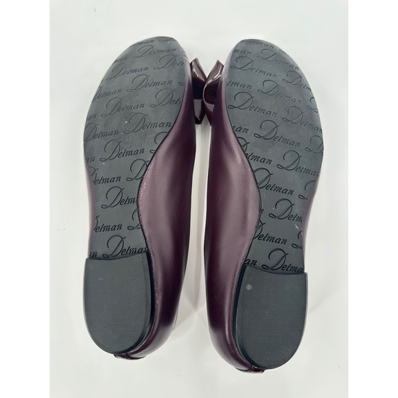 Delman Ballet Flats Brown Leather Bow Accent Slip On‎ Shoes - Picture 6 of 8